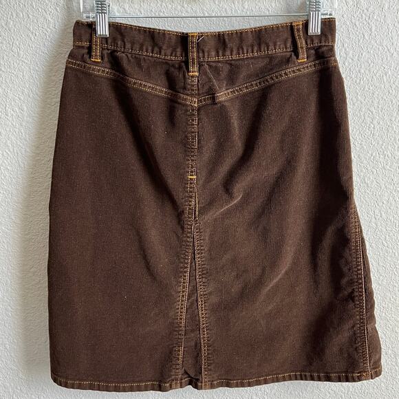 Gap Jeans Y2K Brown Corduroy A-Line Skirt Women's 4 Pockets Stretch Knee Length - Picture 2 of 4